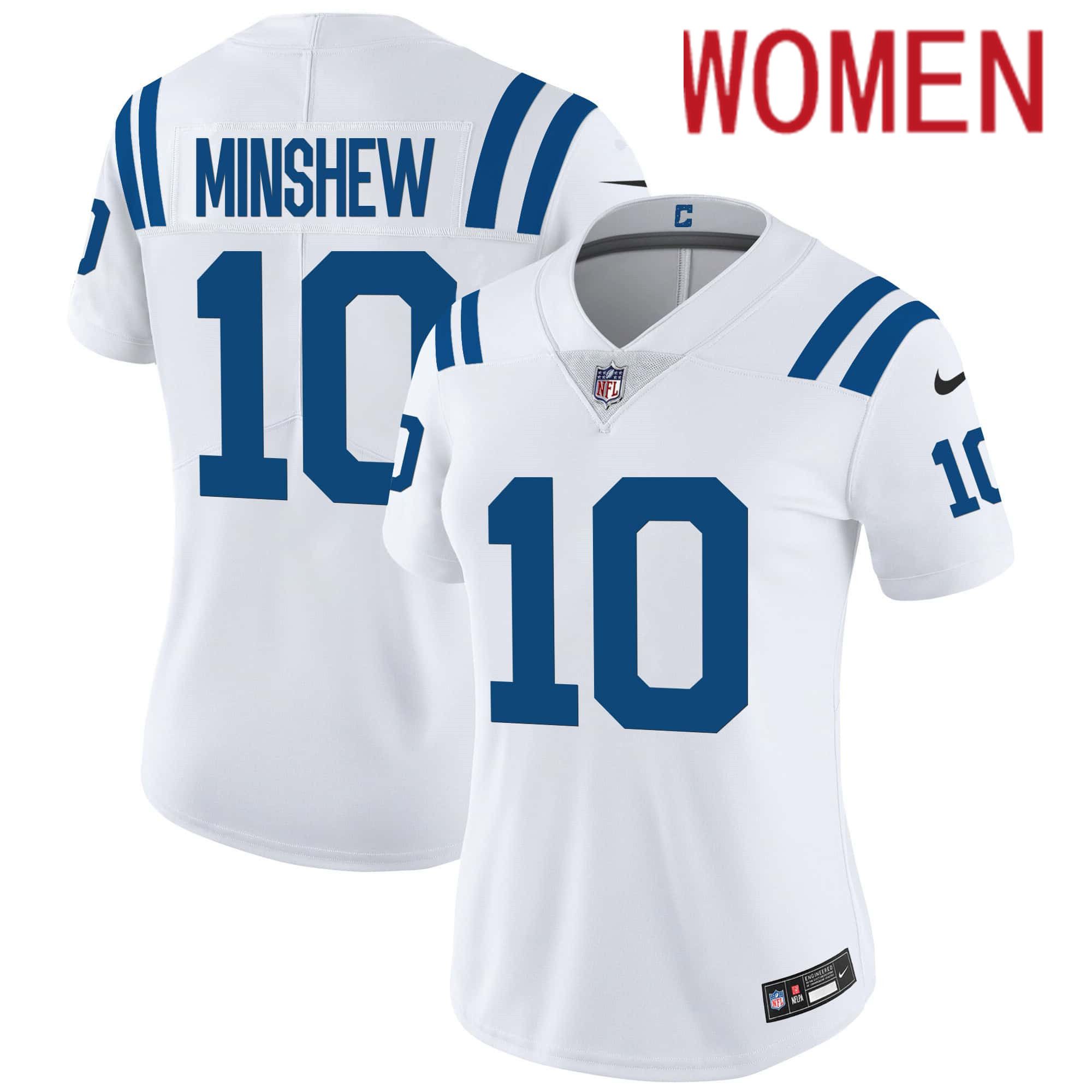 Women Indianapolis Colts #10 Minshew White 2024 Nike Vapor Limited NFL Jersey